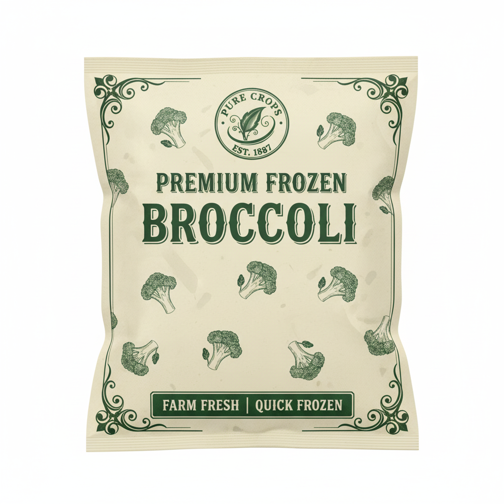 Vintage Frozen Broccoli with EST 1887