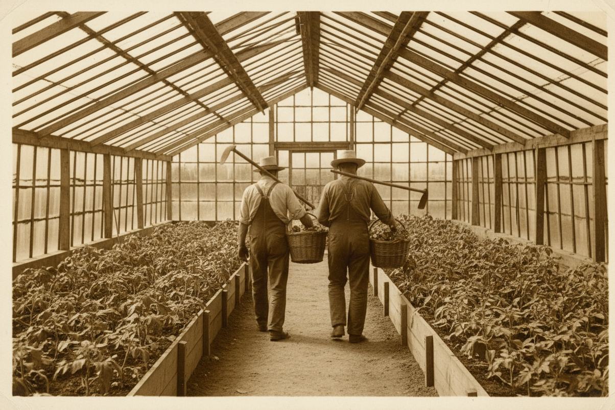 Vintage Greenhouse Workers